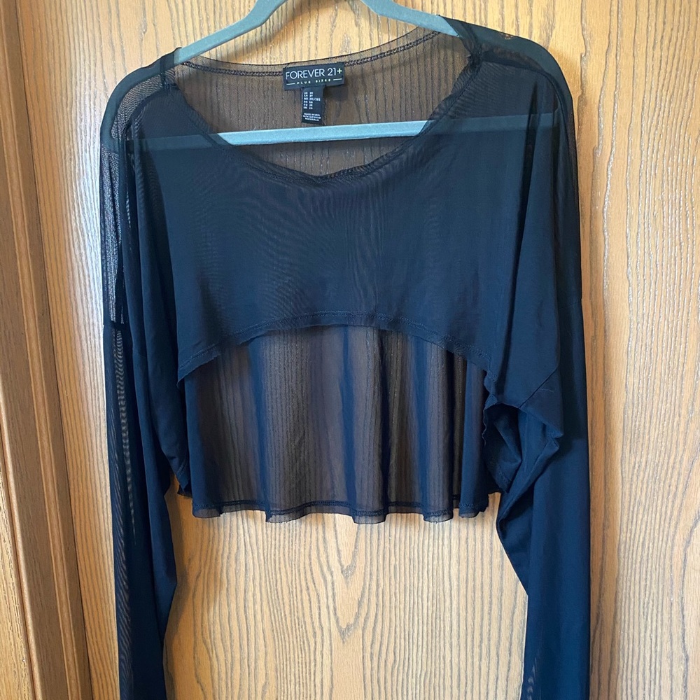 F21 plus cropped mesh top sz3x